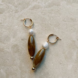 Gwenda Pearl X Stone Hoops