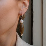 Gwenda Pearl X Stone Hoops
