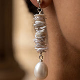Peony Keshi Pearl Drop Earrings