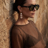 Zinnia Pearl Tassel Earrings